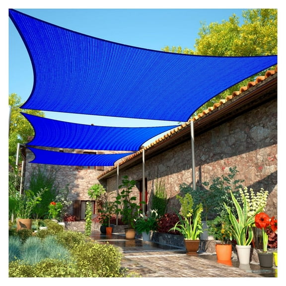 6' x 6' Blue Sun Shade Sail UPF50 Square SMTAPR1013 Canopy Fabric Cloth Screen, Water and Air Permeable & UV Resistant, Heavy Duty, Carport Patio Outdoor - We Customize Size