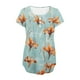 thumbnail image 5 of Camisas de Manga Corta para las Mujeres Casual V-Cuello Imprimir Top, Moda Poliéster/Spandex Blusa de Verano para Diario, 5 of 6