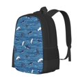 thumbnail image 6 of Sigee Sharks on White Blue Striped for Simple large capacity backpack Travel Laptop Backpack, Business for Travel and Daily Use, 6 of 9