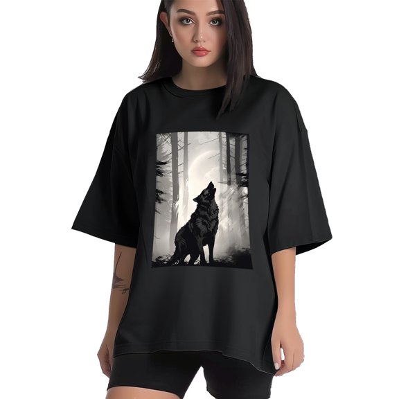 Plus Size Shirt for Women Black Tops for Women Short Sleeves Shirt for Women Wolf3 T Shirt Crewneck Shirt for Women XS