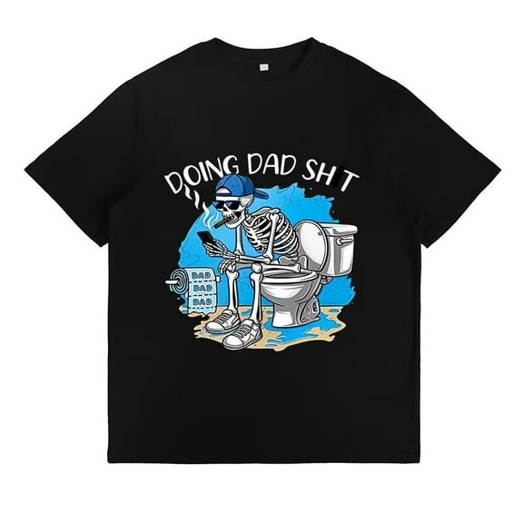 Doing Dad Print T Shirt for Men Fashion Short Sleeve Graphic Cotton Tops for Women Black,XL