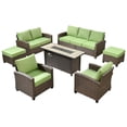 thumbnail image 2 of Ovios 7 Pieces Patio Furniture Set All-Weather Outdoor Sectional Patio Sofa Wicker Rattan Conversation Set with 54" Gas Propane Fire Pit Table for Backyard, 2 of 8