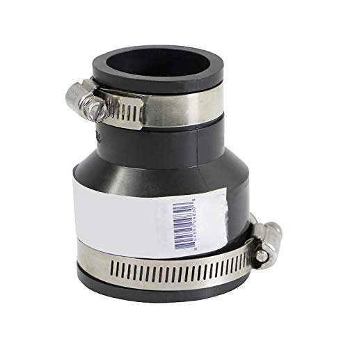 Supply Giant 6I55 Flexible Pvc Reducing Coupling with Stainless Steel Clamps, 3 x 2 Inch, Black, 3 x 2