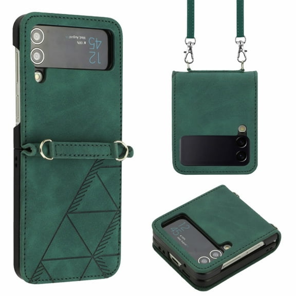 Crossbody Phone case for Samsung Galaxy Z flip 4 case with Adjustable Shoulder Strap for Samsung Z flip 4 Magnetic flip Cover Premium PU Leather Shockproof for women girls,
Darkgreen