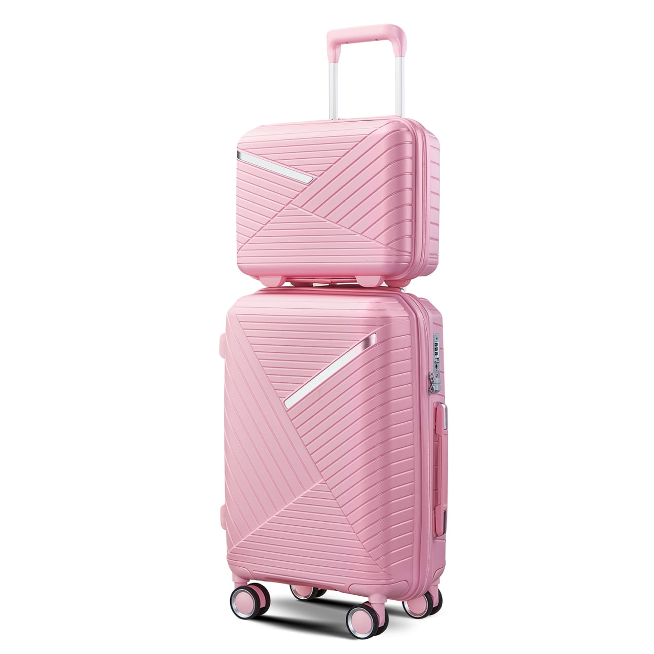 Set of 4 Expandable Luggage Suitcase, Lightweight Hardshell Suitcase Sets with TSA Lock and 360° Double Spinner Wheels, 14"20"/24"/28" Carry-on Travel Suitcase for Women Men Weekender, Pink