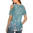 thumbnail image 6 of Raeneomay Off Shoulder Tops for Women Women's Sexy Off-The-Shoulder Printed V-Neck Short-Sleeved Top Blouse, 6 of 6
