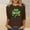 A952 Brown, variant on St. Patrick's Day Graphic Tee for Women Mixed Pattern Clover Shamrock Print Crewneck Long Sleeve Casual Loose Fit Festive Celebration Tunic Top