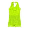 thumbnail image 4 of Doomiva Kids Girls Latin Dance Fringe Dress Rhinestones Tassel Skirted Leotard Sleeveless Tango Ballroom Outfit Fluorescent Yellow 14, 4 of 5
