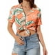 thumbnail image 1 of Camisa de manga corta con cuello vuelto para mujer, blusa informal elegante con botones y estampado Floral para fiesta en la playa, 1 of 5