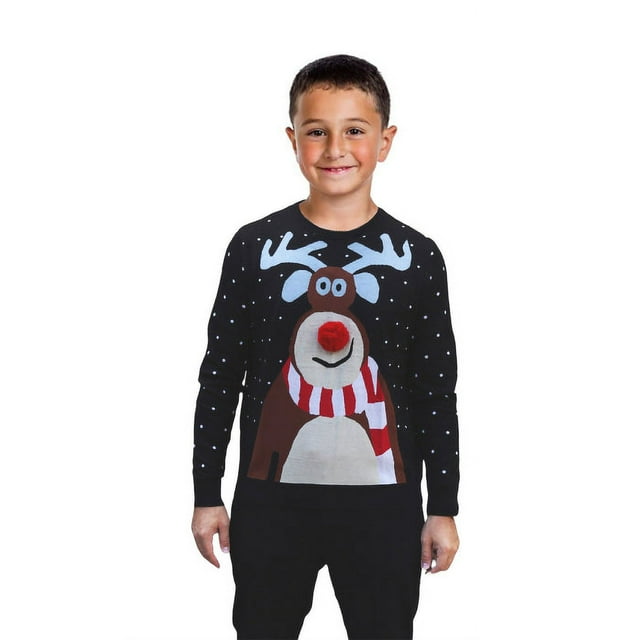 Boy Nosy Reinder Sweater Boy's Ugly Christmas Sweater