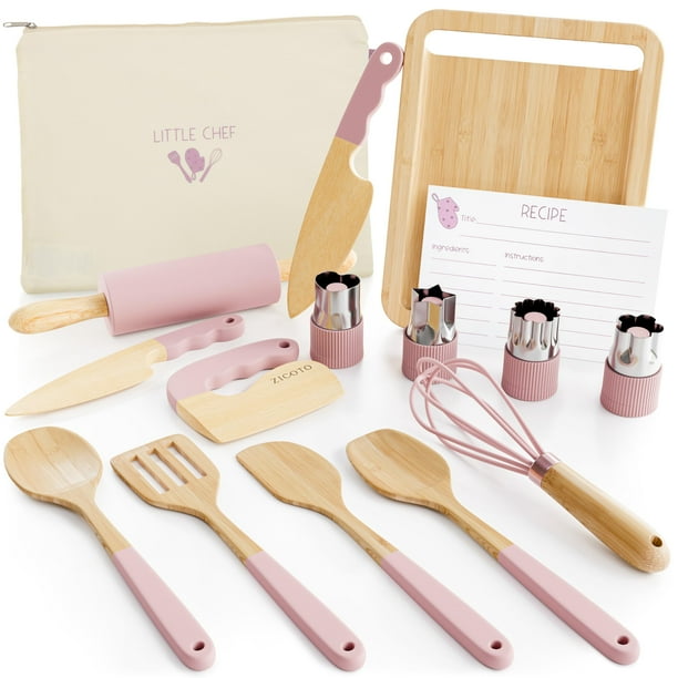 Set de cocina y repostería para niños ZICOTO, herramientas de cocina seguras de madera
