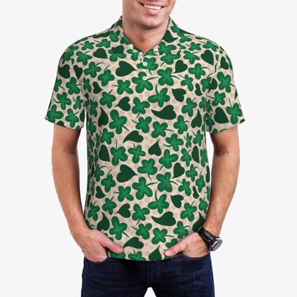 Fotbe Happy St. Patrick's Day Camiseta Polo de Golf para Hombre con Estampado – Camisa Deportiva Transpirable con Cuello Abotonado-4X-Large