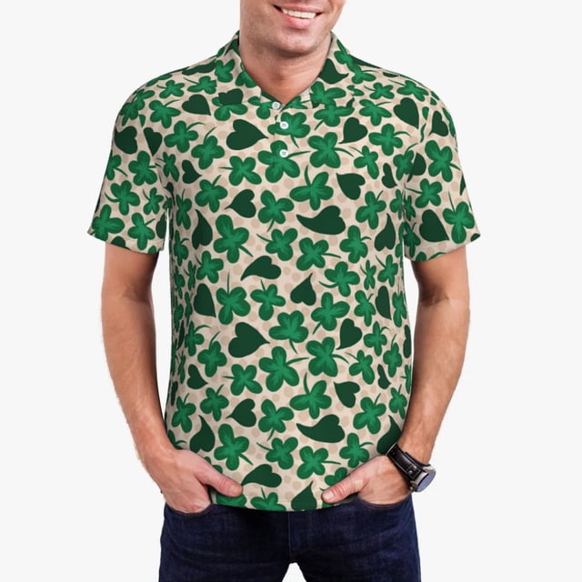 Balery Happy St. Patrick's Day Camisa Polo de Hombre con Estampado, de Manga Corta y Tejido Medio, Camisa Tipo Golf Polo-XX-Large