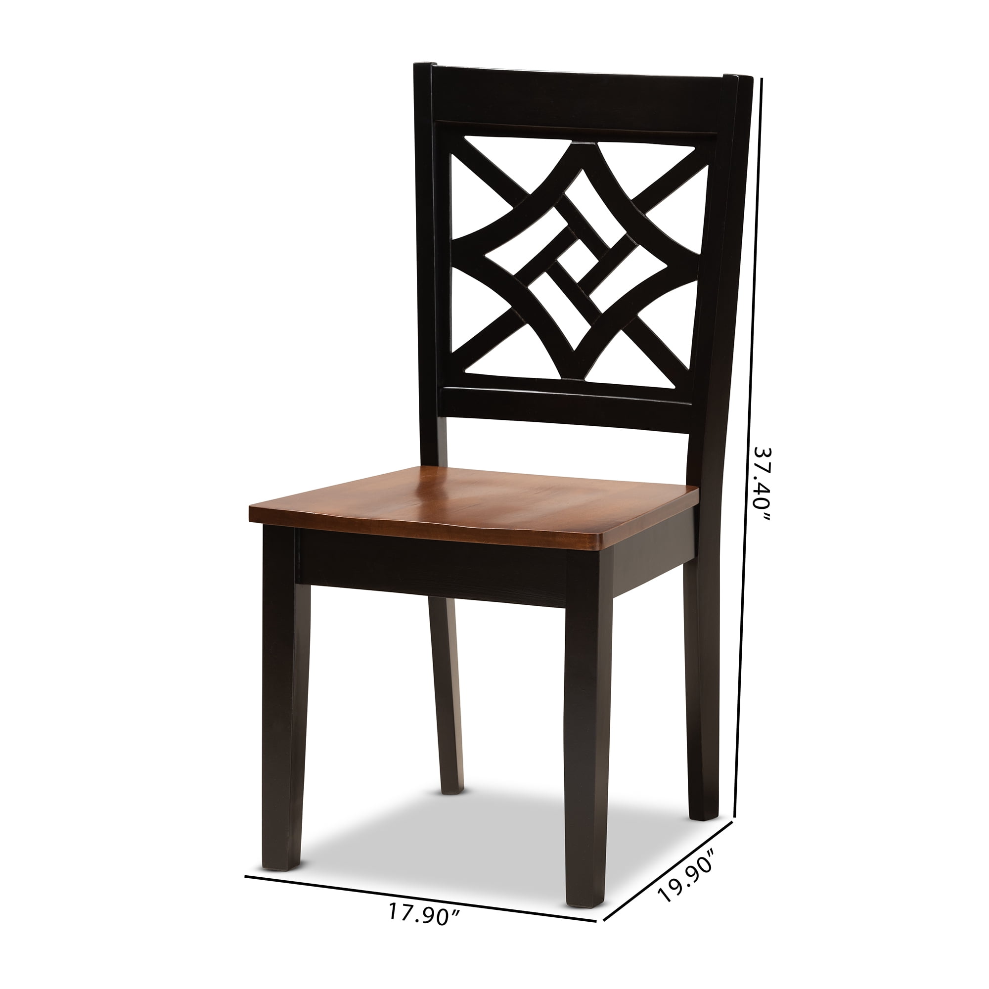 Baxton Studio Nicolette Dining Chair, Set of 2, Dark Brown