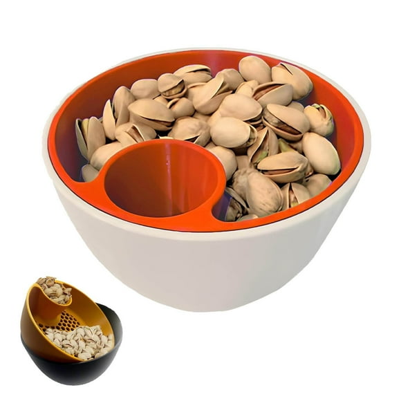 Pistachio Snack Bowl Set with Storage Holder Large Double Dish for Edamame Cherries Popcorn Fruits with Separated Compartment and Durable Base