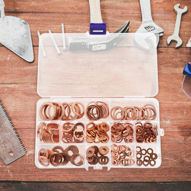 180PCS Solid Copper Washers Sump Plug Assorted Engine Seal Washer S Plug Assorted Engine Seal Washer Set Box - Foto 7