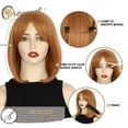 thumbnail image 3 of Creamily 12" Short Blonde Bob Wigs for Women Straight Short Wigs with Bangs Synthetic Strawberry Blonde Bob Wigs Glueless Wigs (Strawberry Blonde ), 3 of 7