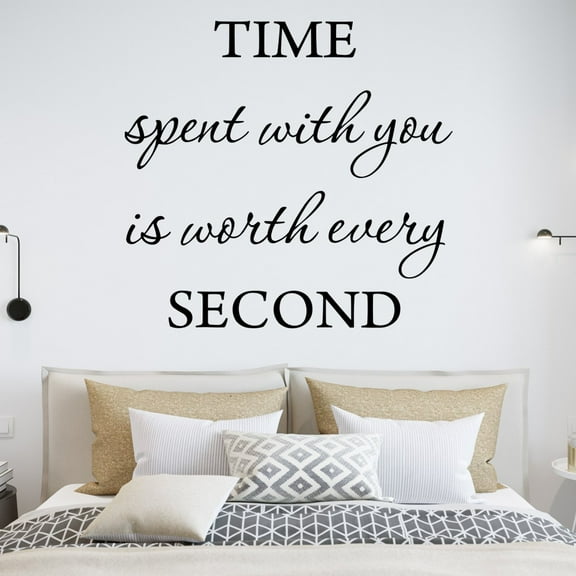 VWAQ Time Spent with You is Worth Every Second Matte Black Vinyl Wall Art Decal Quote - (22"H x 22"W)