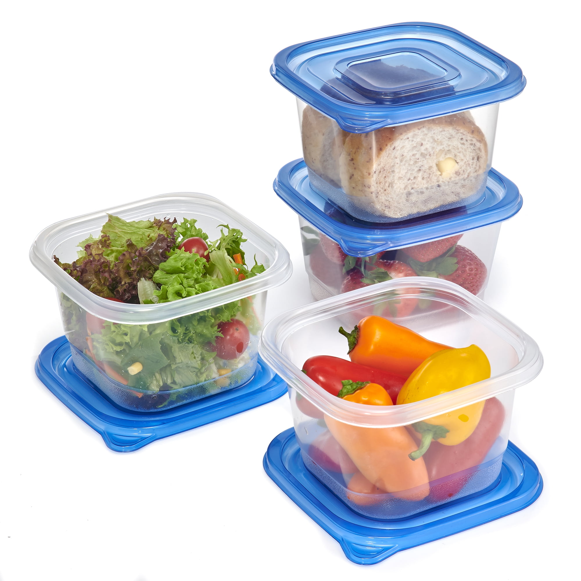 (3 pack) Mainstays 4 Pack 4.4Cup Plastic Square Food Storage Container