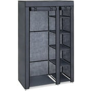 Best Choice Products 6 Shelf Portable Fabric Closet Wardrobe Storage Organizer W Cover And Adjule Rod Gray