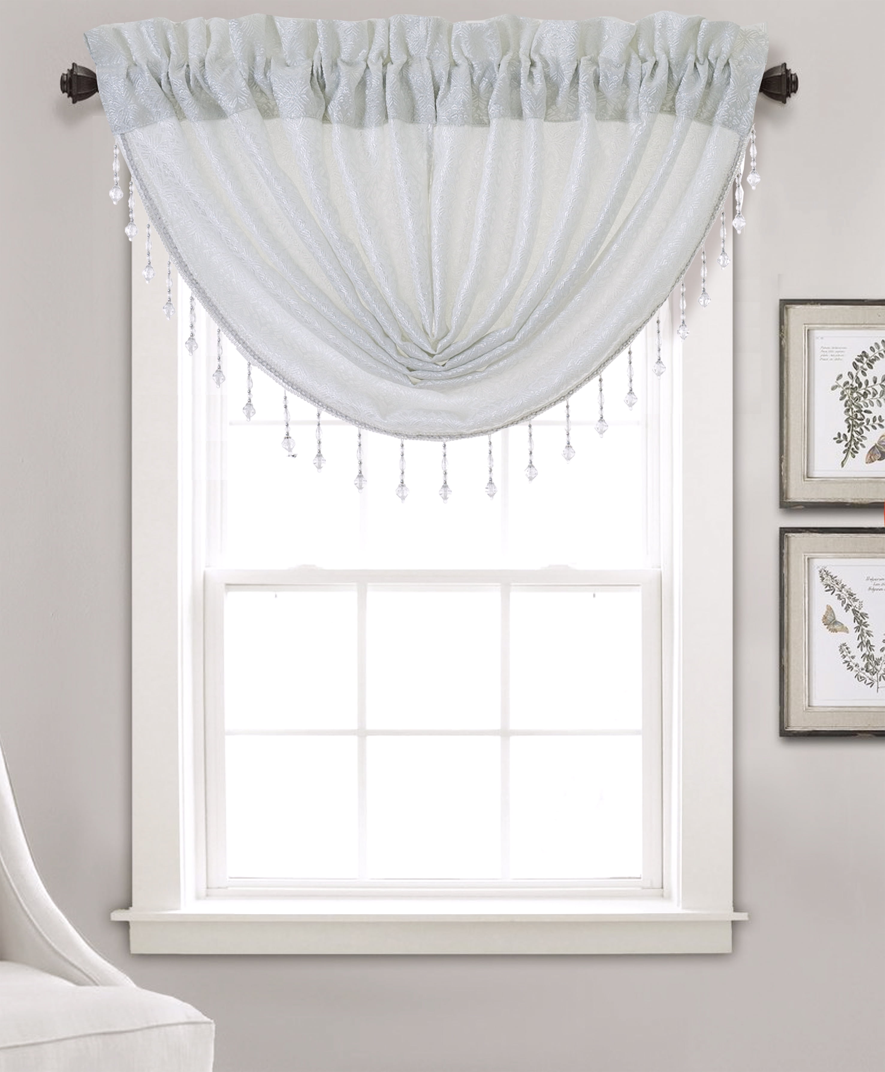 Olivia Gray Naples Textured Jacquard 48 x 37 in. Swag Valance in White