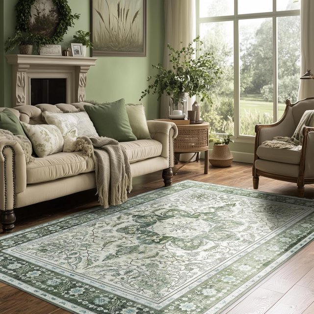 Area Rugs for Entryway x Lightweight Machine Washable Rug Vintage Area Rugs for Bedroom Neutral Bathroom Mat Indoor Carpet for Playroom Office Living Room(Grey xft)