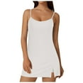 thumbnail image 1 of Youmylove Robe de Tennis à Bretelles Spaghetti pour Femmes avec Shorts Fente Latérale Robe de Golf Active Ensemble de Sport d'Été Quotidien Décontracté, 1 of 5