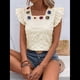 thumbnail image 4 of Blusa de Verano con Bordado Floral y Mangas Acampanadas para Mujer, con Cuello Cuadrado y Textura. Azul Oscuro L, 4 of 6