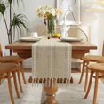 thumbnail image 5 of Camino de mesa Wracra Rustic con dobladillo de lino, 150 cm, con borlas, 5 of 5