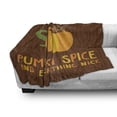 thumbnail image 3 of Pumpkin Spice Soft Flannel Fleece Throw Blanket, Coffee in Pumpkin Carved Mug on Wooden Background Cozy Autumn Feel, Cozy Plush for Indoor and Outdoor Use, 70" x 90", Orange and Redwood, by Ambesonne, 3 of 6