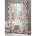 thumbnail image 4 of Colorful Geometric Sheer Curtains for Living Room Bedroom Vintage Country Abstract Plaid Sheer Curtains 84 Inch Long 2 Panels Set Light Filtering Curtain Window Treatments Drapes for Dining Room, 4 of 6