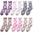 thumbnail image 1 of Women Fluffy Socks Winter Flower Pattern Crew Socks Heart-shaped Slipper Socks, 1 of 10