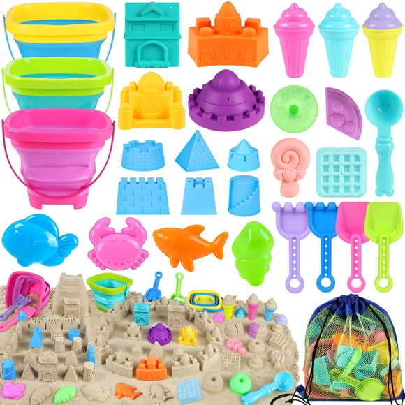 Juego de cubos y palas plegables Beach Toys Racpnel para niños de 3 a 10 años