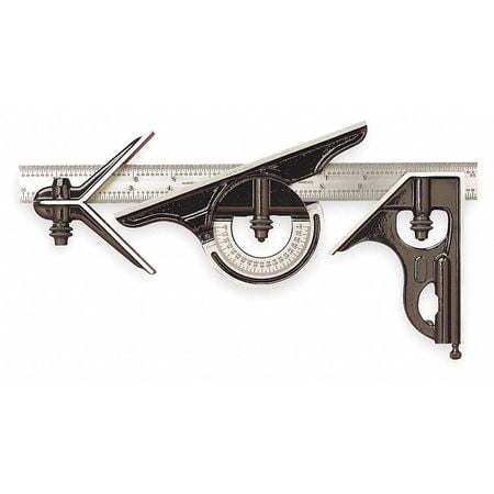 STARRETT C434-12-4R Combination Set,12In,4Pc,Blk Smooth