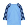 thumbnail image 4 of Shirts for Teens Girls Fashion Summer 3/4 Sleeve Tops Color Block Crew Neck 3/4 Sleeve Shirts Plaid Lightweight Blouses Cute, 4 of 4
