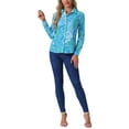 thumbnail image 2 of INSPIRE CHIC Valentine's Day Women's Button Down Shirt Ditsy Floral Long Sleeve Point Collar Office Top M Blue Green, 2 of 6