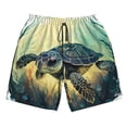 thumbnail image 2 of KLL Watercolor Turtle3 Men's Casual Summer Beach Shorts Hawaiian Shorts with Pockets-X-Large, 2 of 6