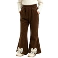 thumbnail image 3 of ZVAVZ Girls Corduroy Flare Pants Fall Winter Bell Bottoms Trousers with Pockets High Waisted Bell Bottoms Cute Pants Coffee 5-6Years, 3 of 7