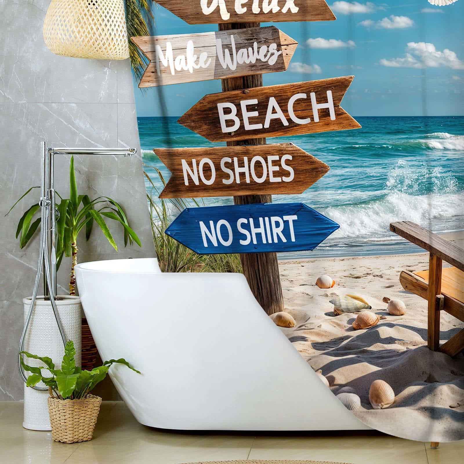 Tropical Beach Palm Tree Shower Curtains, Ocean Summer Shower Curtains for Bathroom, Sailing Seagull Sails Bath Curtain Bathroom Decor,70X85in