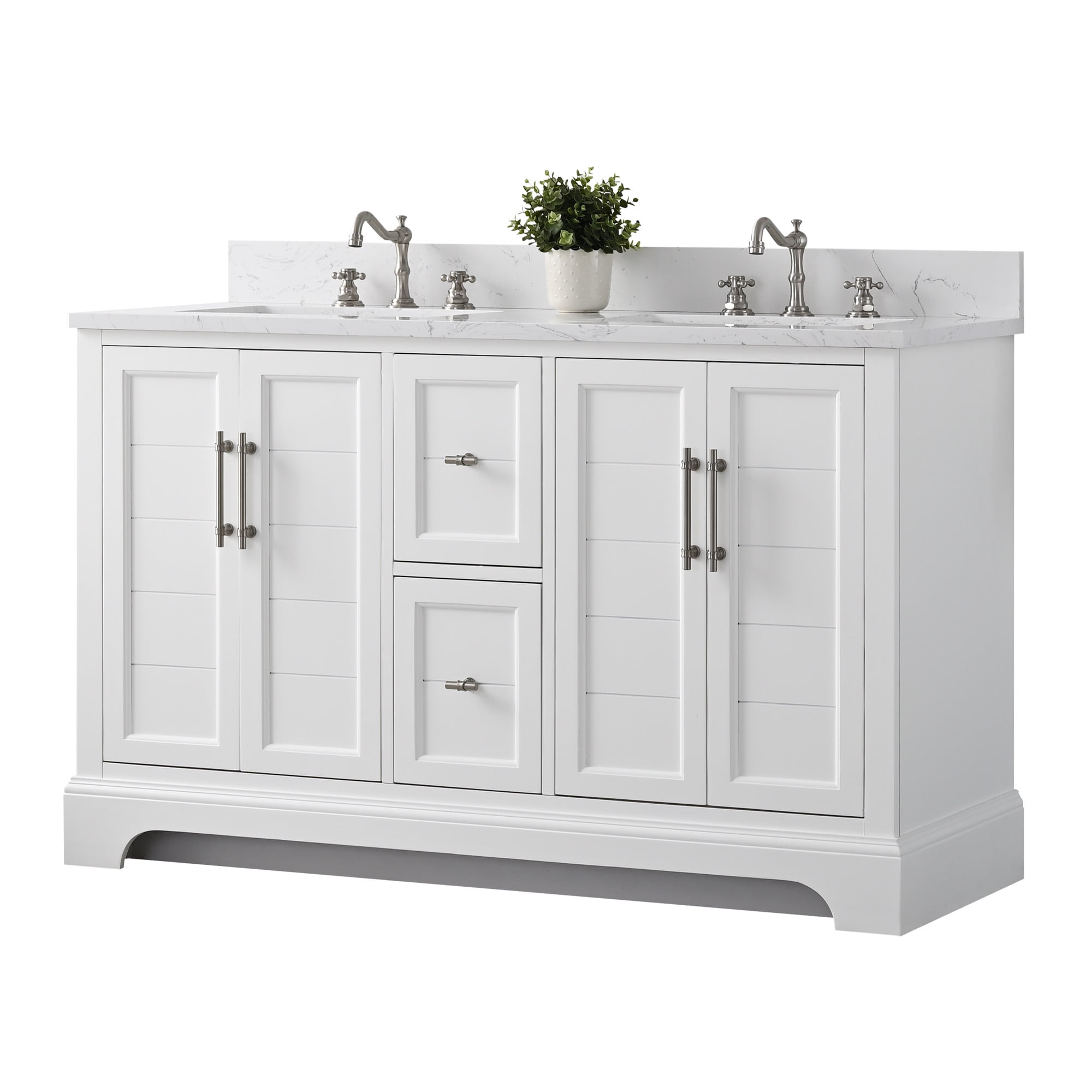 Vanity Art VA5054-W 54 x 22 x 34 in. Single Sink Bathroom Vanity with Quartz Top & Backsplash, White