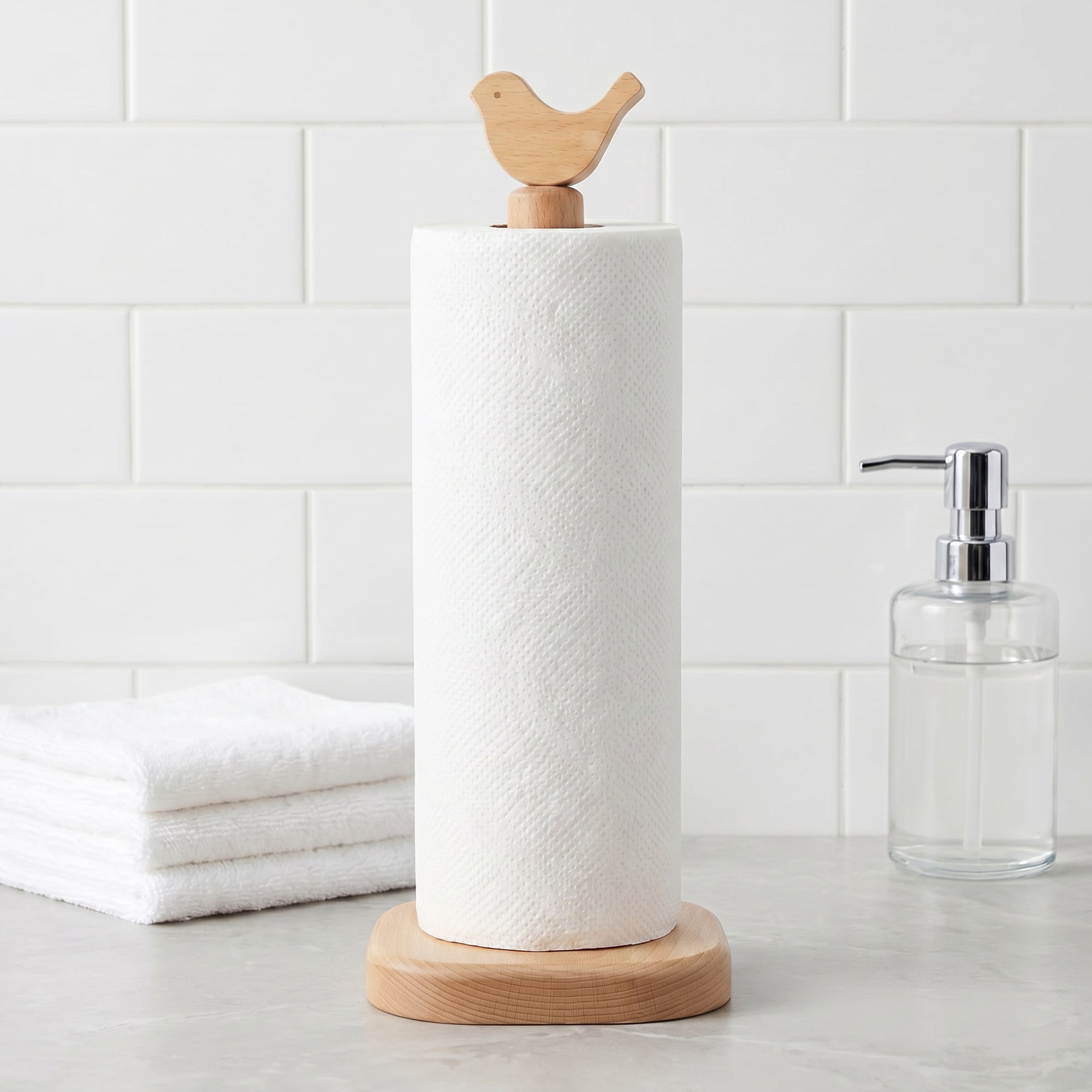 Unique Bargains Paper Towel Holder Countertop Non Slip Base Dispenser Bird 13.2x5.1inch