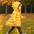 thumbnail image 4 of Chiccall Toddler Kids Cute Dinosaur Quilted Winter Coat Boys Girls Hooded Zip Padded Jacket Outerwear for Boys Girls Yellow 9-10 Years, 4 of 10