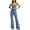 Blue, variant on AHTJRT Women's Sleeveless Denim Bandeau Jumpsuits Strapless Off the Shoulder Button Front Slim Fitted Waist Flare Leg Jeans Jumpsuits Blue XS