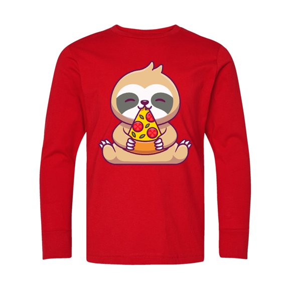 Inktastic Sloth Pizza Long Sleeve Youth T-Shirt