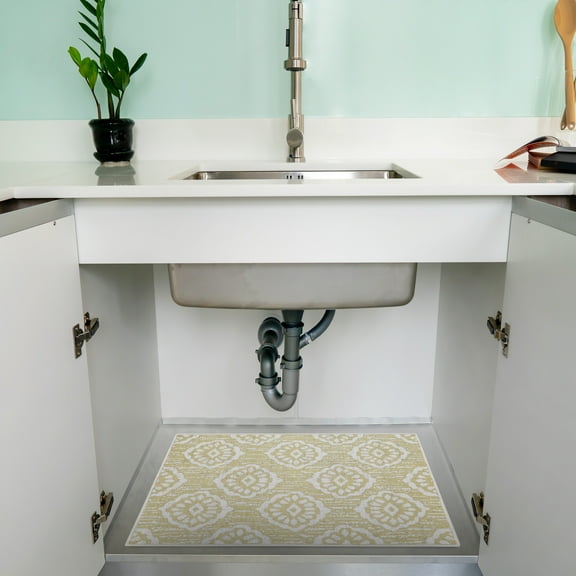 Sussexhome Under Sink Mat - Ultra-Absorbent Cotton Shelf Liners For Kitchen Cabinets - Non-Slip, Waterproof Backing - Machine Washable Surface Protector - Durable Cover, Customizable, Easy To Cut