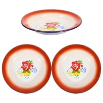 WHAMVOX 3 Pcs Serving Circular Plate Enamel Tableware Food Container