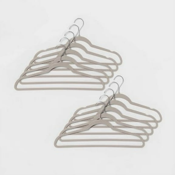 10pk Thin Plastic Hangers Gray Slim Clothes Hangers for Adults, 17.5" x 9.1" x 0.2", Household Use