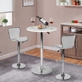 thumbnail image 3 of Mesa de Bar Redonda Rotación Blanco,con base plateada,Altura Ajustable HOMEMAKE FURNITURE Moderno, 3 of 6