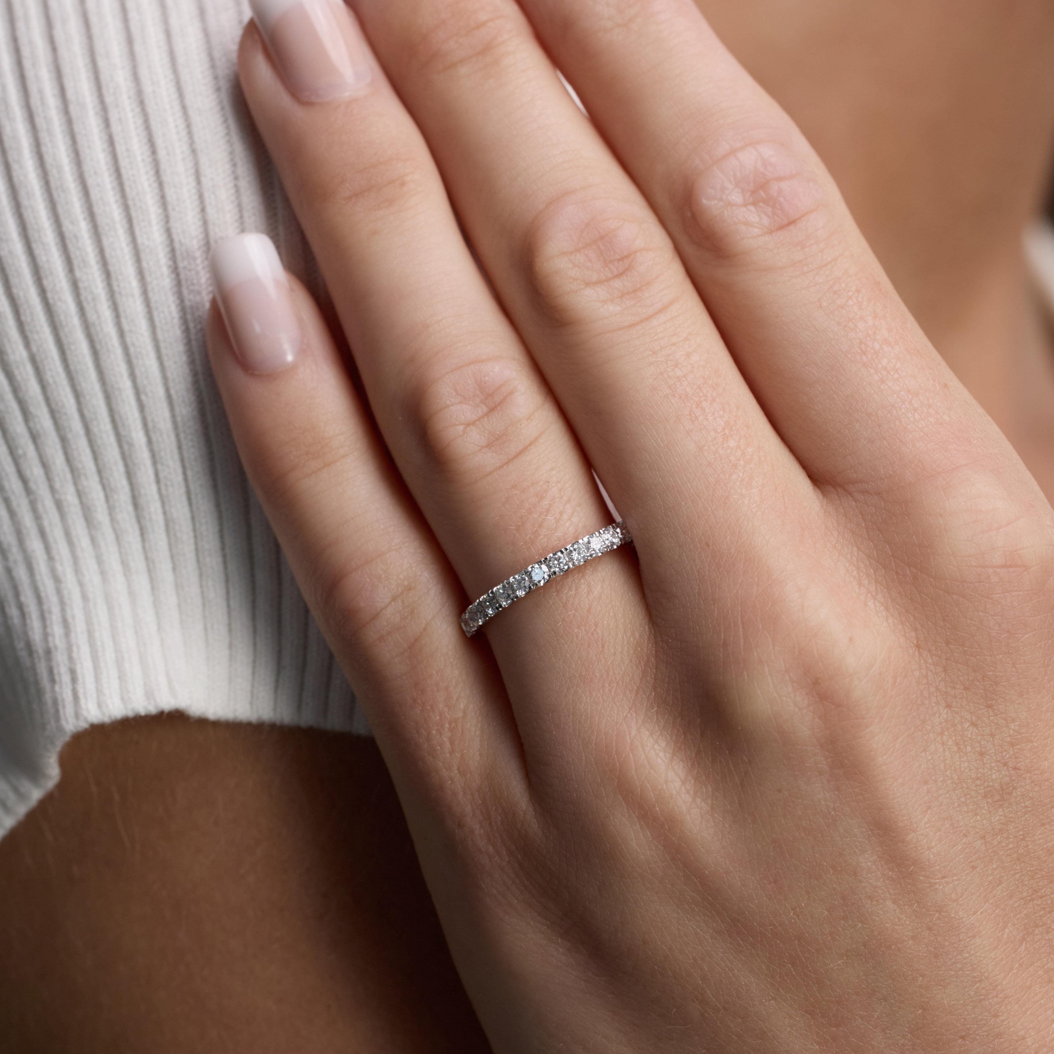 Unique Moments 1/2 Ct Round Lab Grown Diamond Wedding Band in 10K White Gold for Women (J, SI-I1)