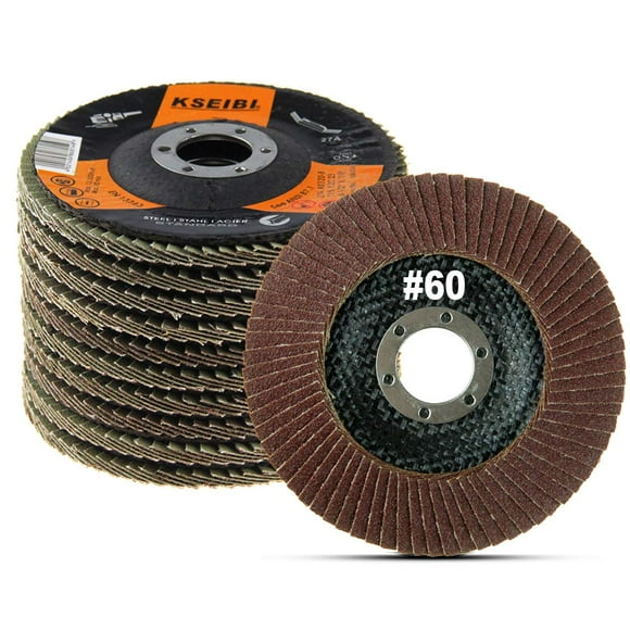 KSEIBI 4 1/2 Inch Flap Disc Aluminum Oxide Auto Body Sanding Grinding Wheel 10 Pack Type 27 (60 Grit) 686010